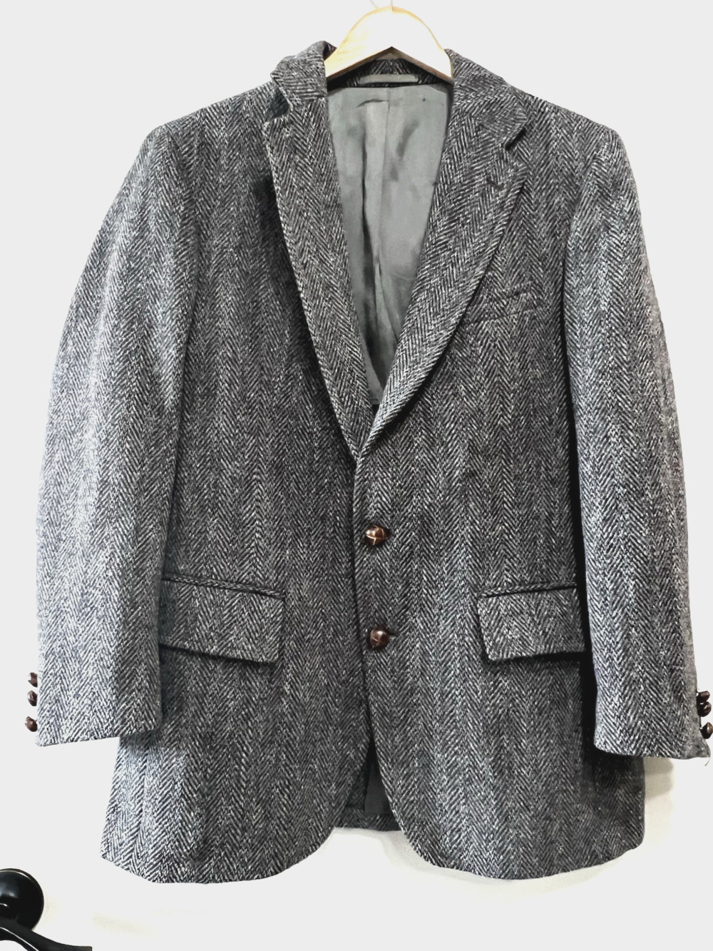 Harris Tweed Herringbone Vintage 70's -90 Scottish Bloomingdale Jacket Blazer 42